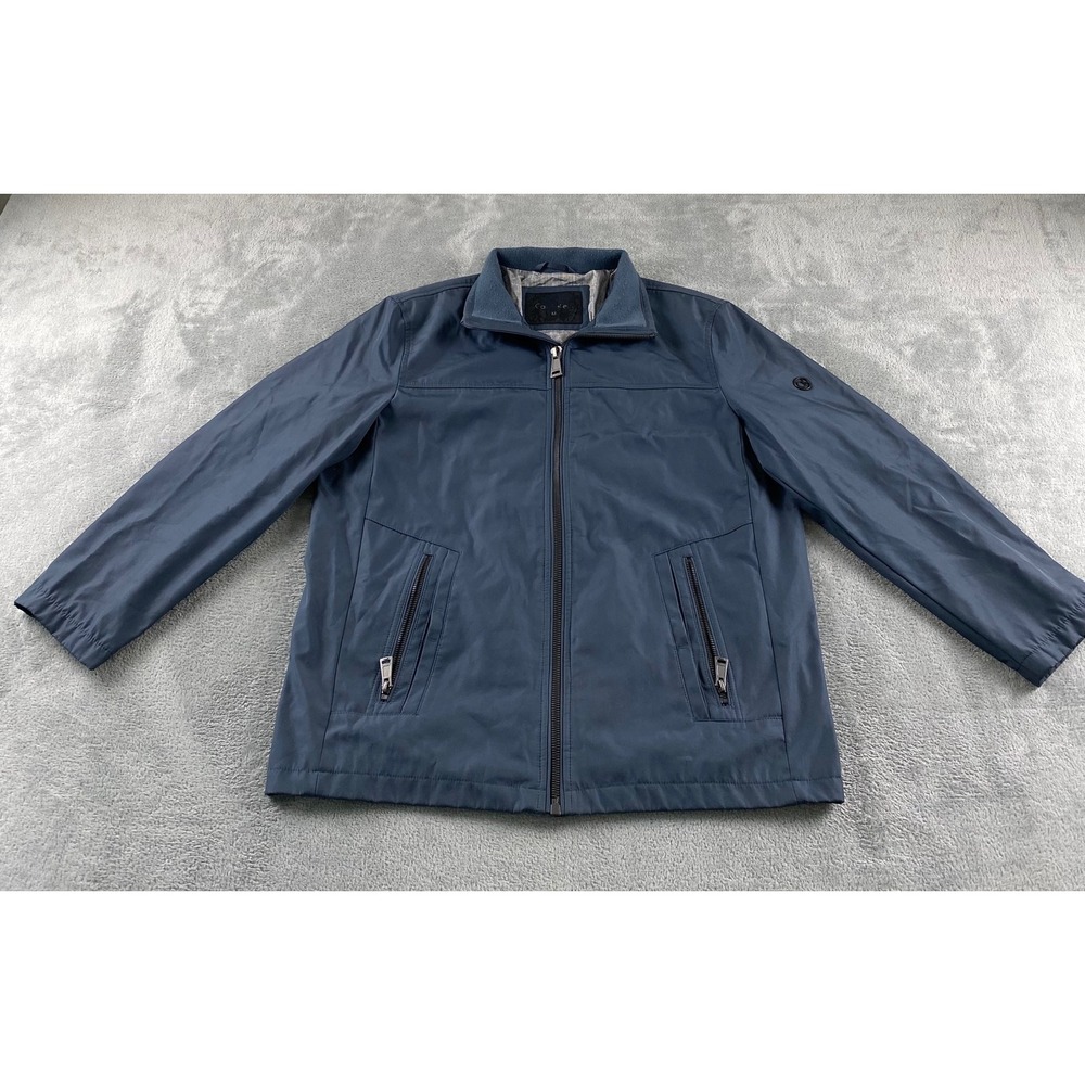 Calvin Klein Mens Fullâ Zip Harrington Jacket Blue Grey Fleece Mock Neck Size M